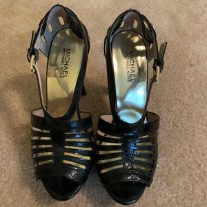 Michael Kors platform black patent heels